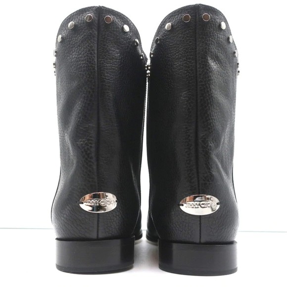 Jimmy Choo Marco Flat Ankle Boots Black Studded Leather Size 37 NEW - Picture 8 of 10